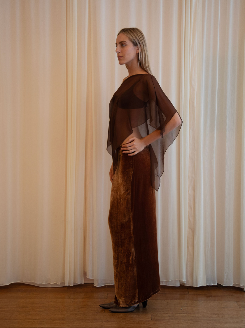 SOLSTICE SKIRT IN VELVET COCOA