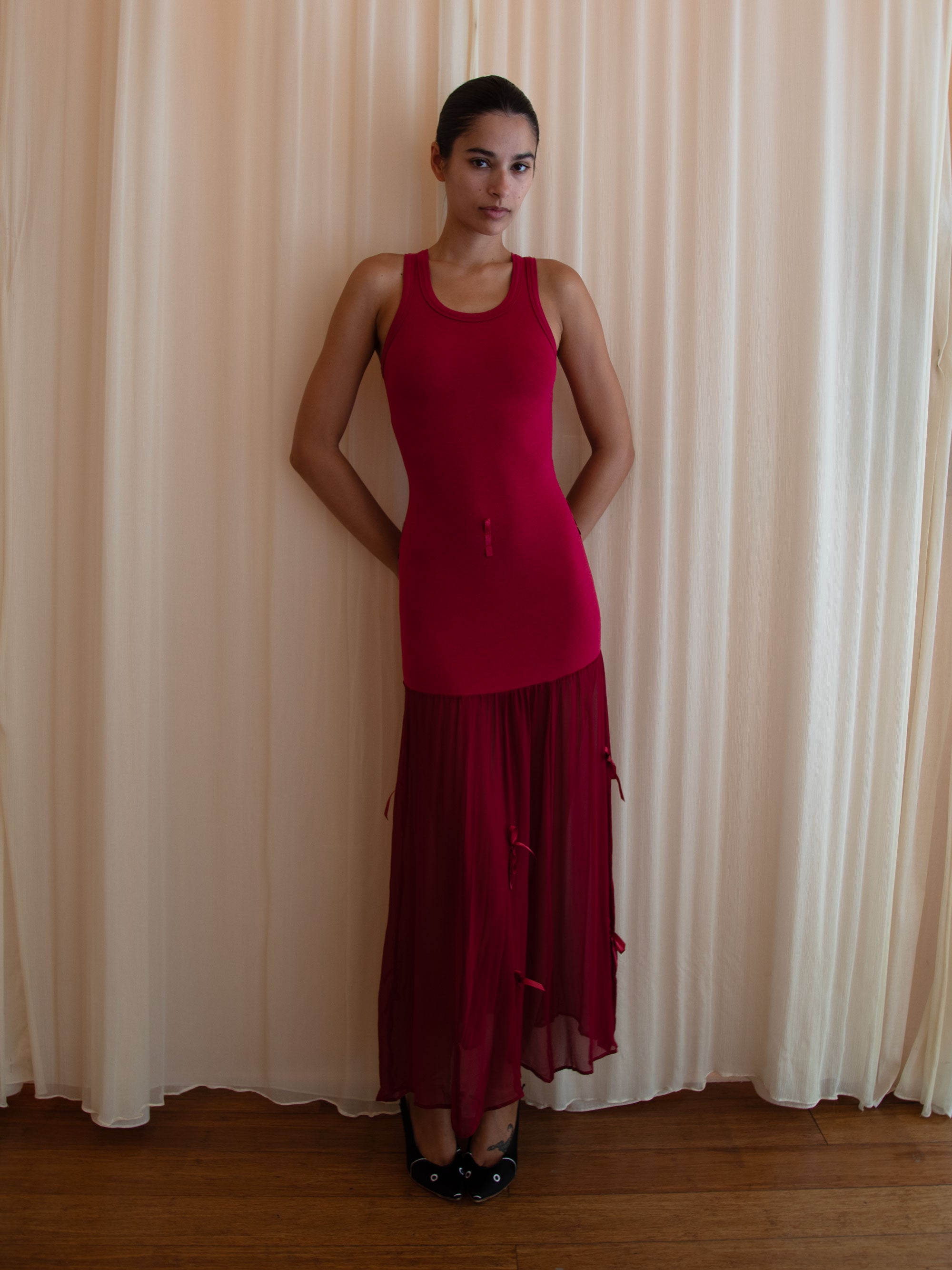 METIS TANK DRESS IN CHERRY