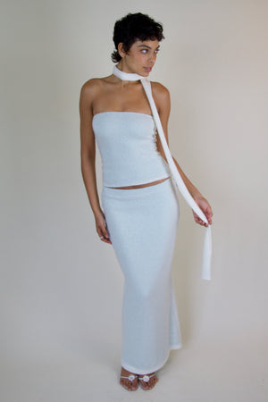 
                  
                    Load image into Gallery viewer, STRAPLESS TOP IN IVORY + MOHAIR
                  
                