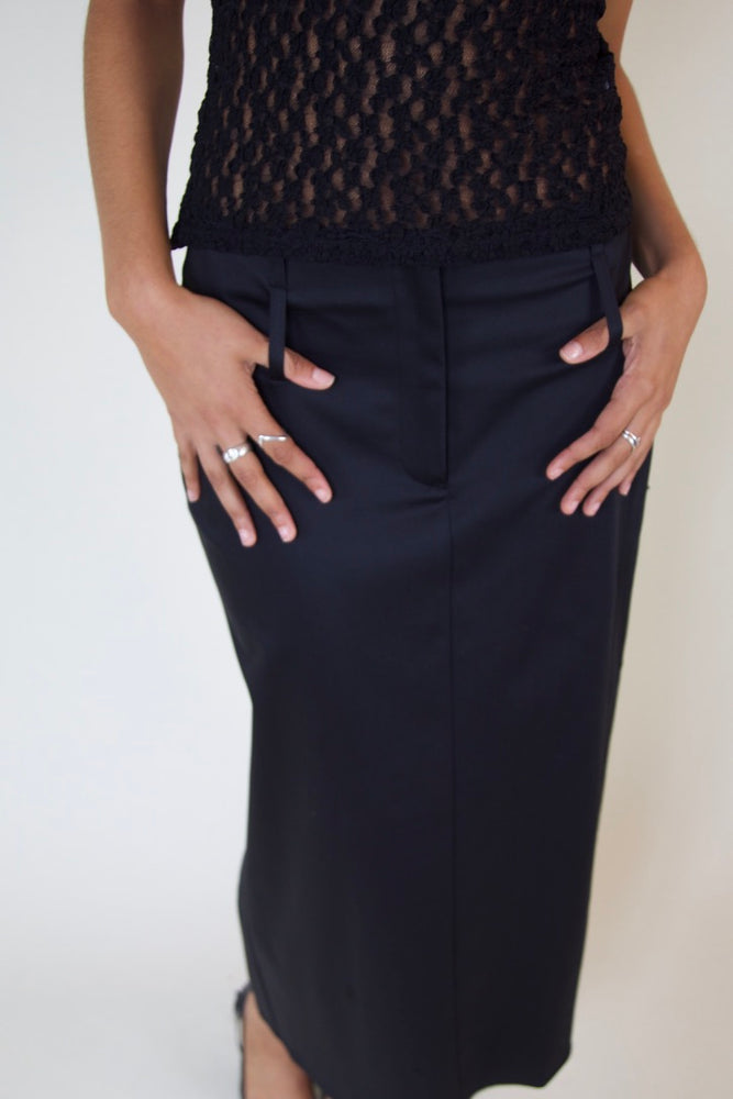 
                  
                    Load image into Gallery viewer, BLACK MAXI SKIRT + ORGANIC
                  
                