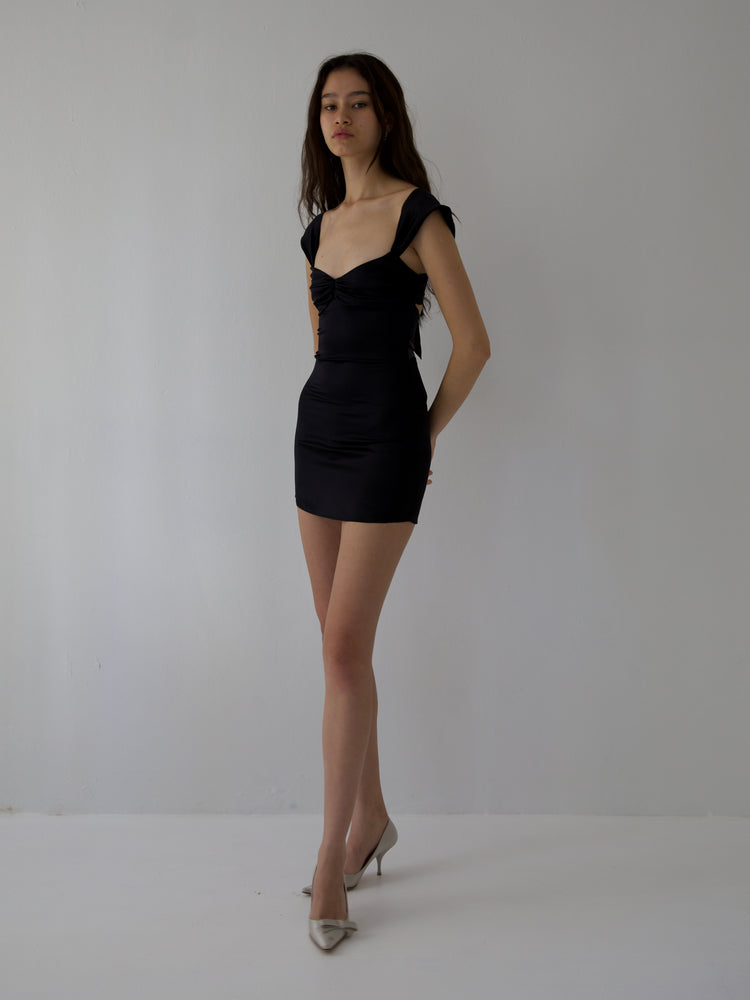 
                  
                    Load image into Gallery viewer, AUDREY DRESS IN BLACK SILK
                  
                