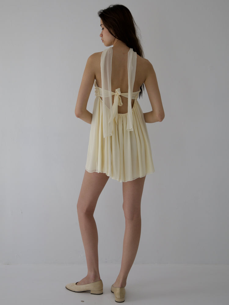 
                  
                    Load image into Gallery viewer, POWDERPUFF DRESS IN BUTTER (pre-order)
                  
                