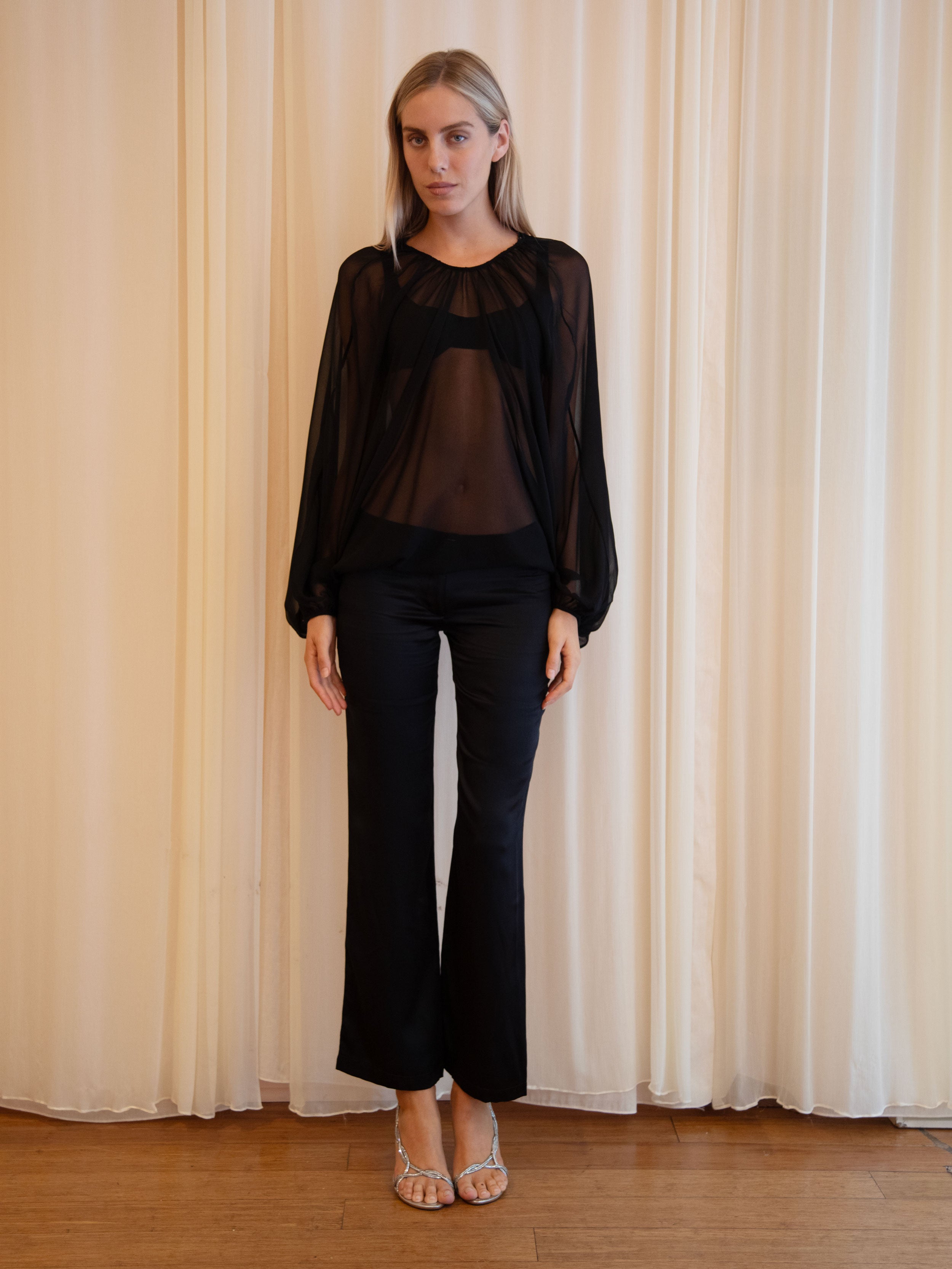 ANASTASIA PANTS IN BLACK SILK (PRE-ORDER)