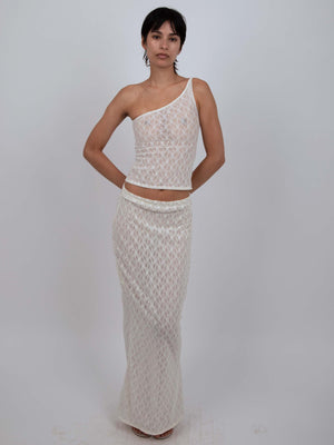 
                  
                    Load image into Gallery viewer, MERMAID SKIRT IN WHITE LACE
                  
                