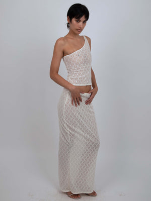 
                  
                    Load image into Gallery viewer, MERMAID SKIRT IN WHITE LACE
                  
                