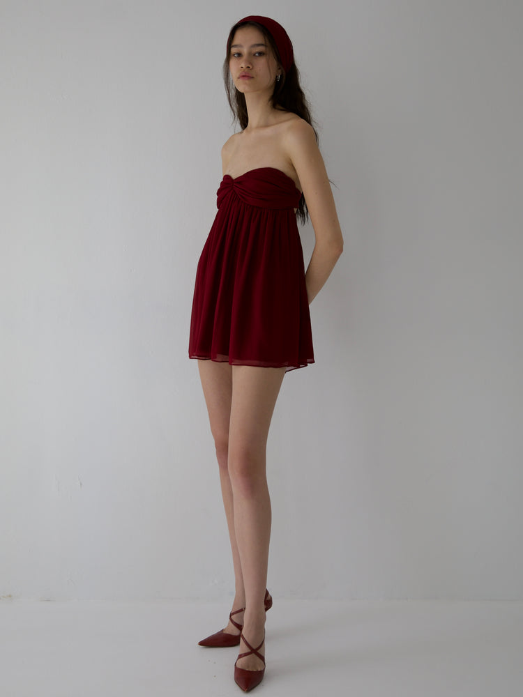 
                  
                    Load image into Gallery viewer, POWDERPUFF DRESS IN BURGUNDY (pre-order)
                  
                