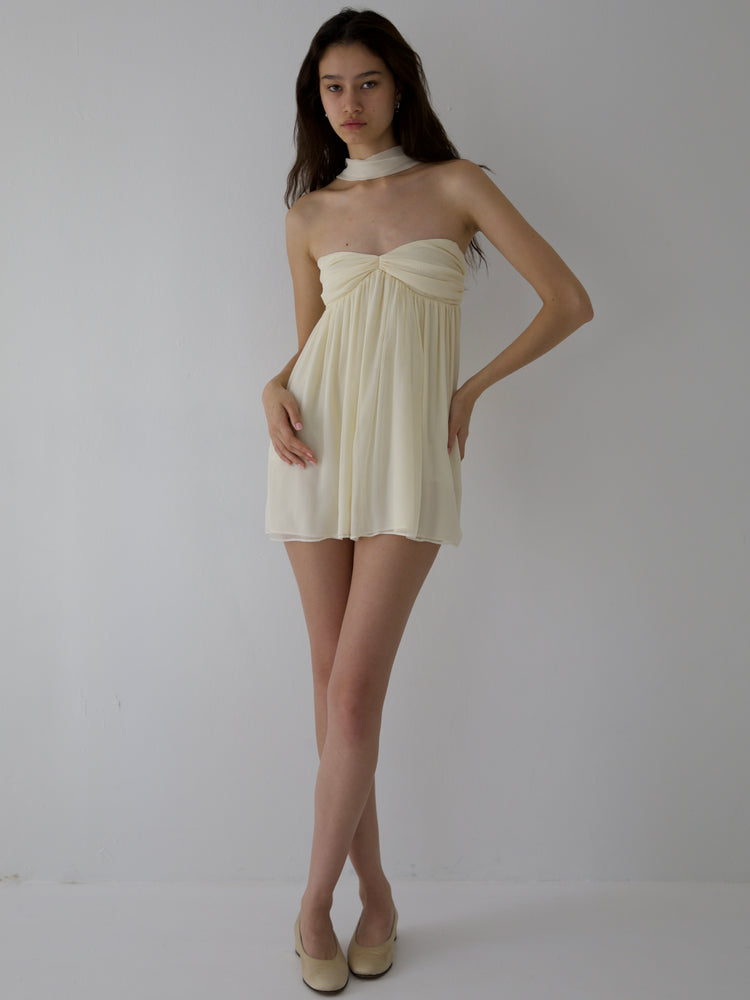 
                  
                    Load image into Gallery viewer, POWDERPUFF DRESS IN BUTTER (pre-order)
                  
                