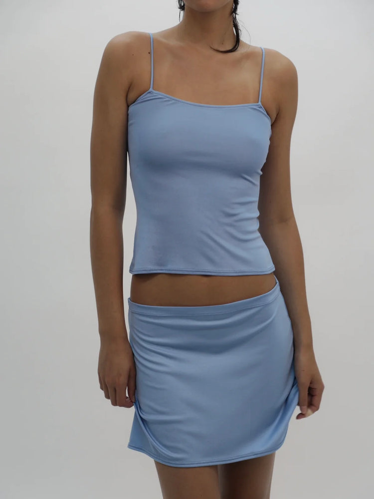 
                  
                    Load image into Gallery viewer, BLUE SILK SKIRT + DEADSTOCK
                  
                