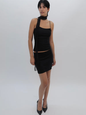 
                  
                    Load image into Gallery viewer, BLACK SILK SKIRT + DEADSTOCK
                  
                