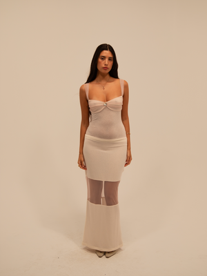 
                  
                    Load image into Gallery viewer, STRIPED MERMAID SKIRT IN ALMOND
                  
                