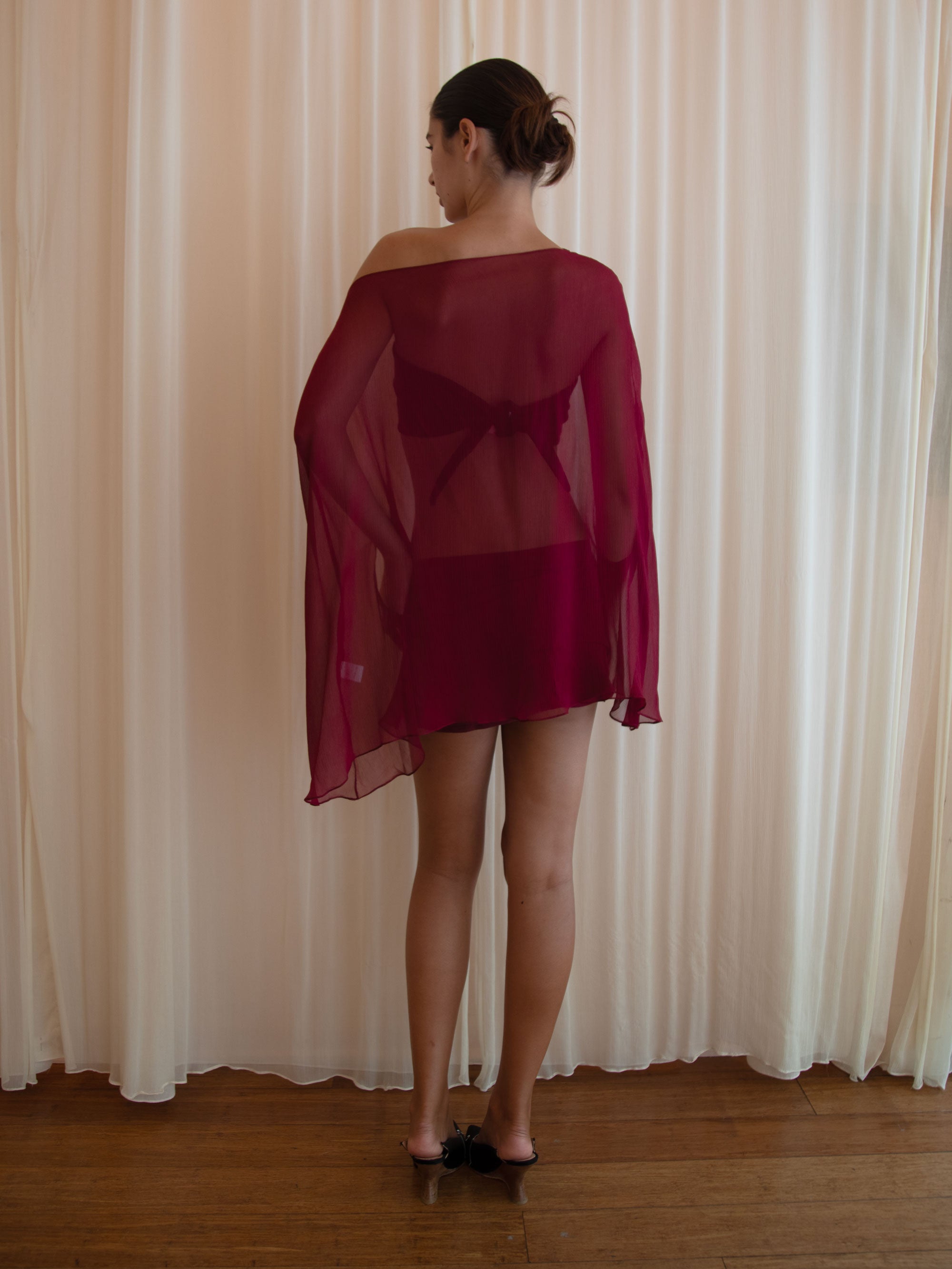 MINI SKIRT IN MERLOT