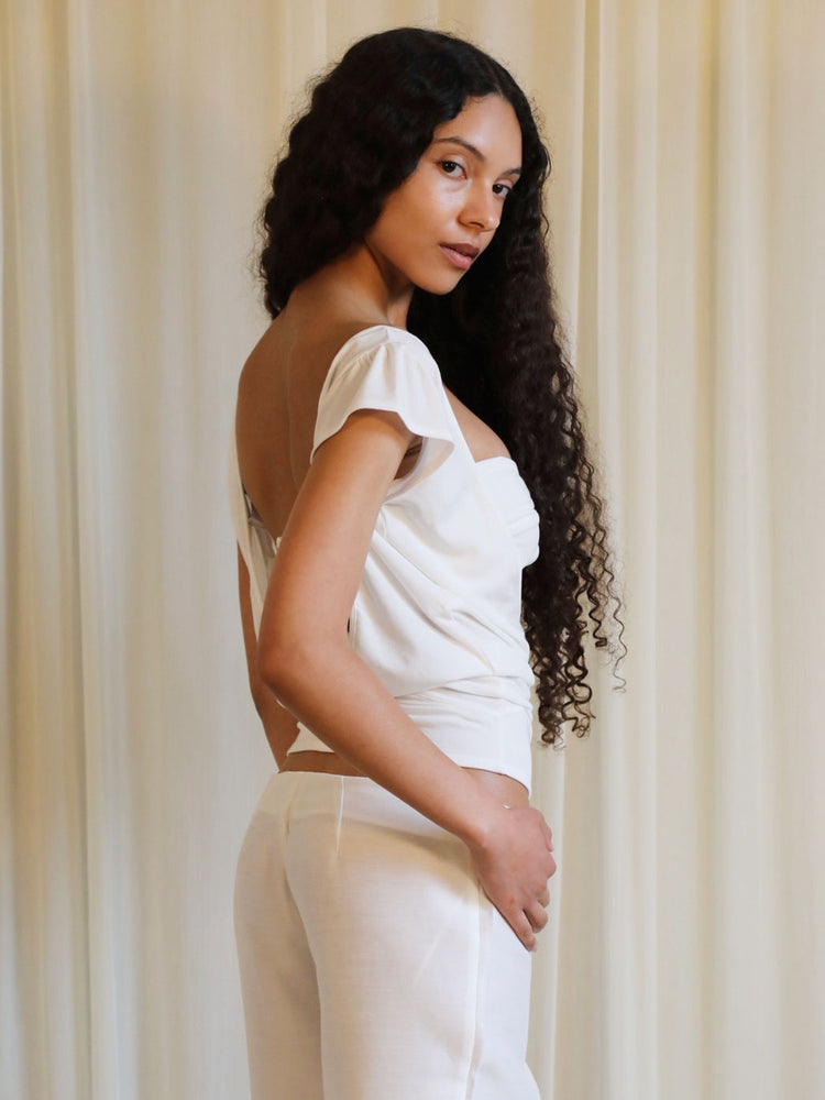 
                  
                    Load image into Gallery viewer, HIBISCUS TOP IN IVORY
                  
                