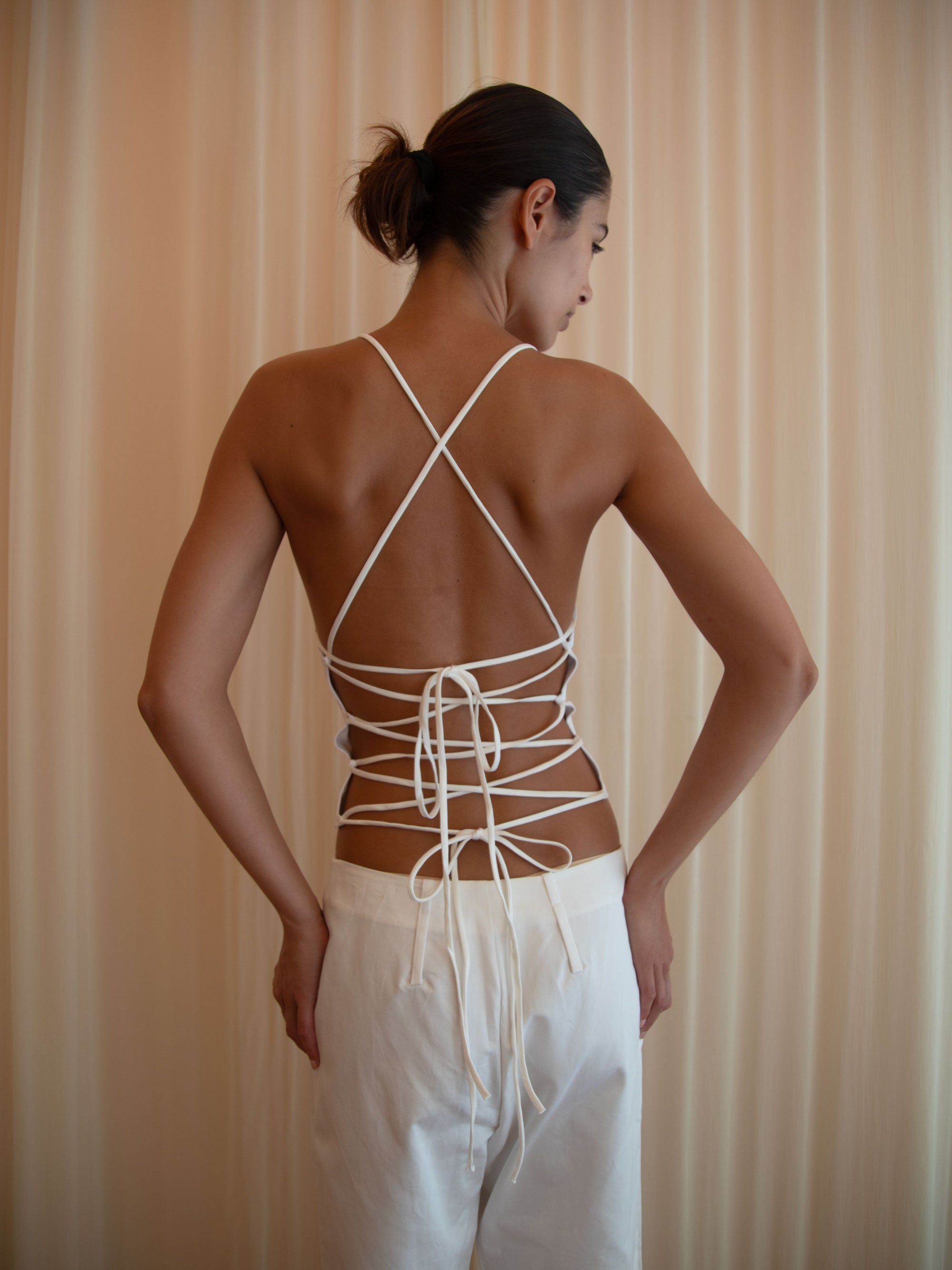 BACKLESS TIE TOP + ORGANIC
