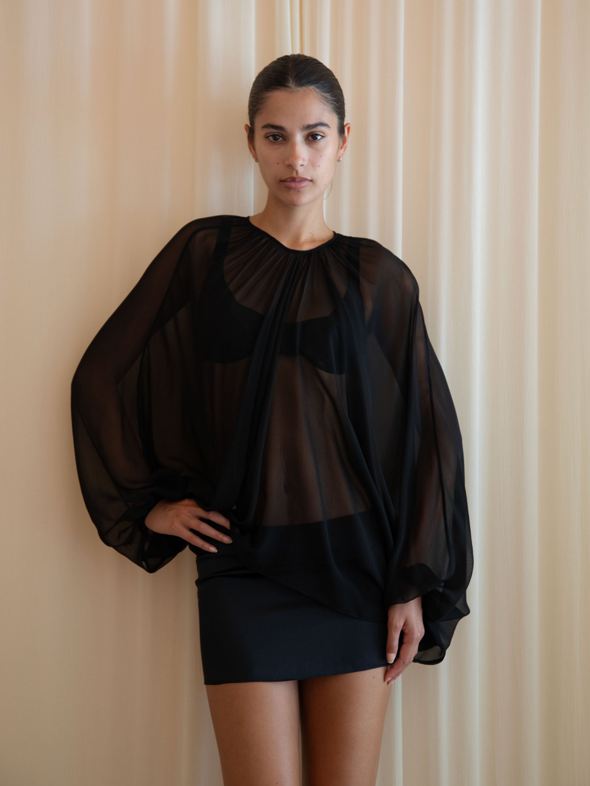CAFE BLOUSE IN BLACK
