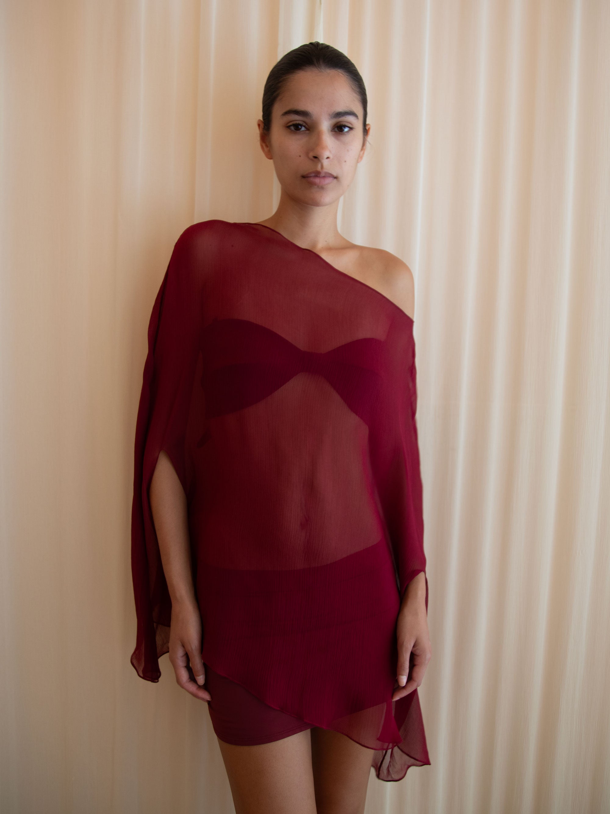 MINI SKIRT IN MERLOT